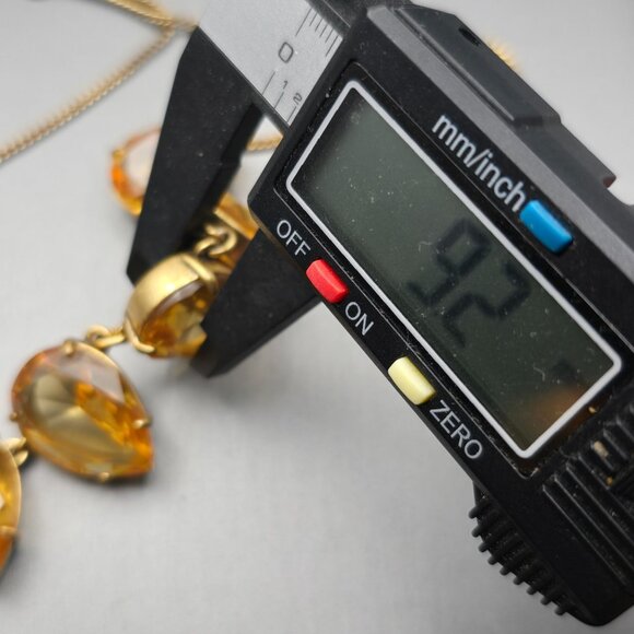 J Crew Faceted Amber Teardrop Crystal Collar Necklace 18" Gold-Tone Spring Ring - Picture 9 of 9